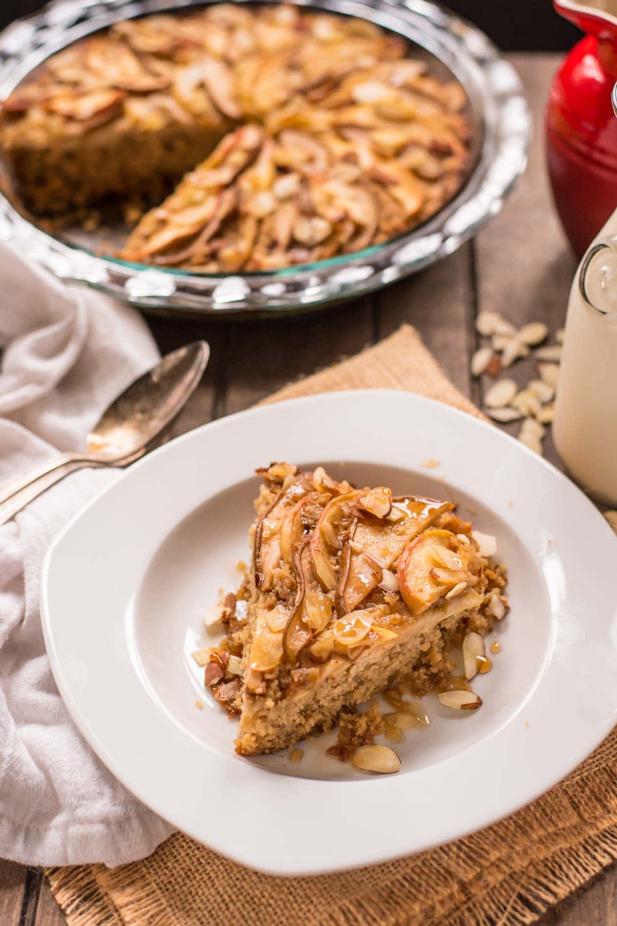 Amish Baked Oatmeal topped with apples, pears, and almonds is the ultimate warm, hearty breakfast.