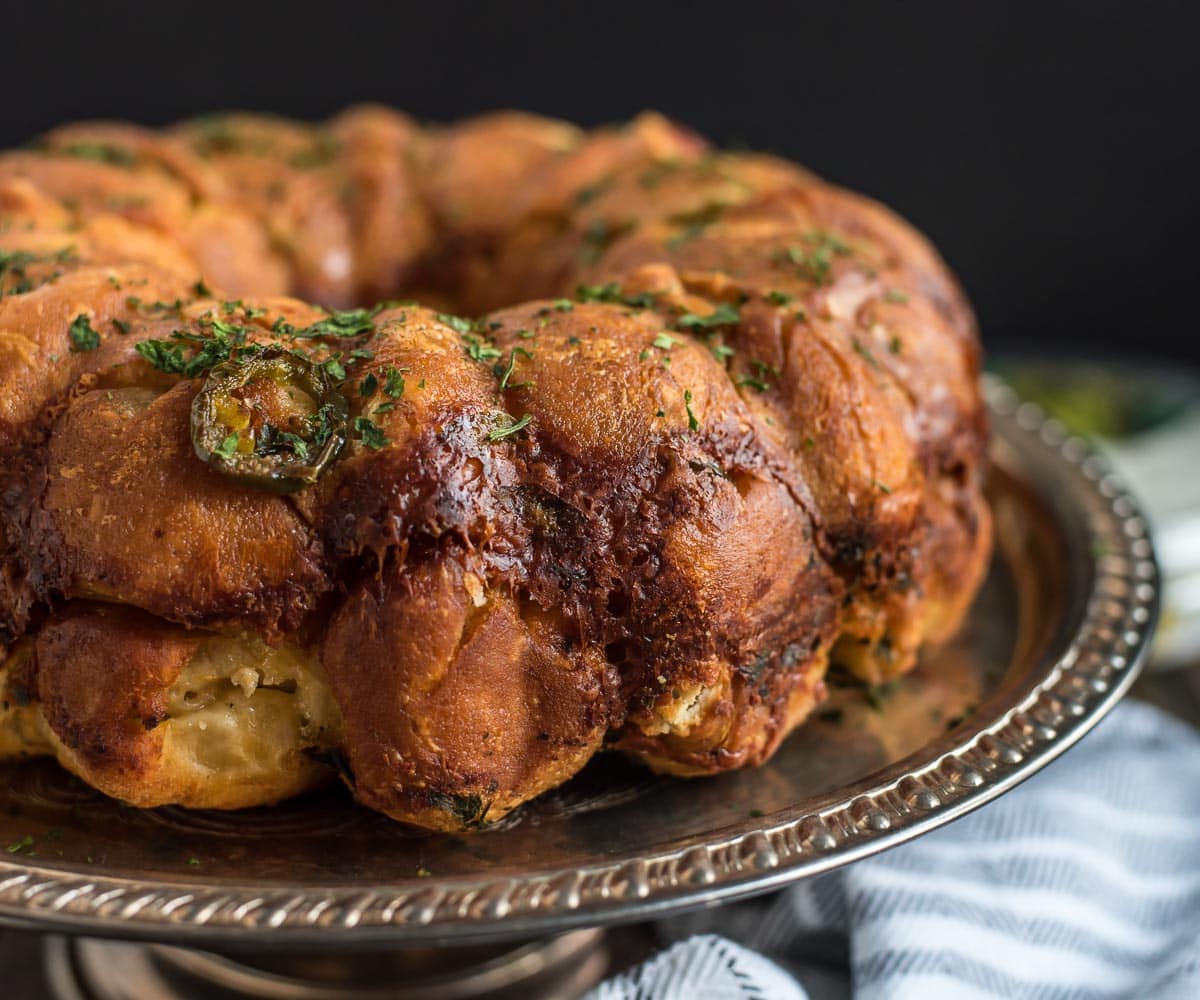 This Jalapeno Cheddar Pull Apart Monkey Bread is the ultimate game day appetizer!