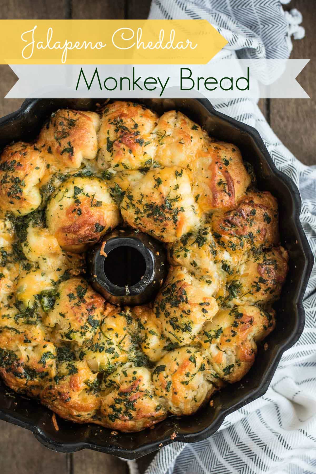 This savory pull apart monkey bread is stuffed with cream cheese dip and loaded with jalapenos and cheddar.