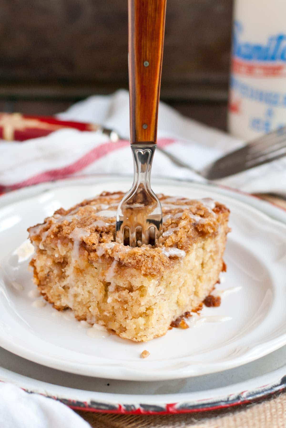 This Banana Crumb Cake is easy to make and wonderful for breakfast or dessert.