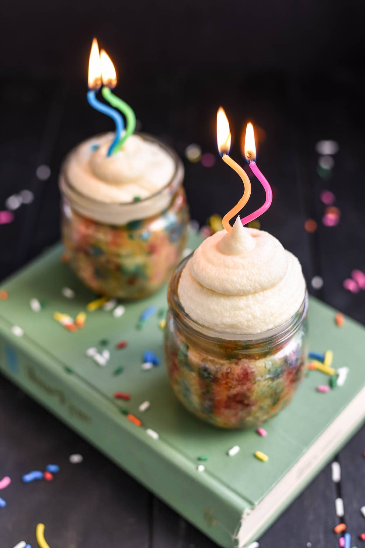 Save this Funfetti Cake in a jar for your next party for two!
