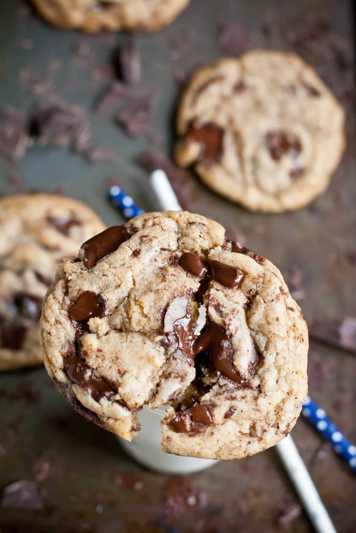 Hunks of melty dark chocolate put these Giant Bakery Style Chocolate Chunk Cookies over the edge!