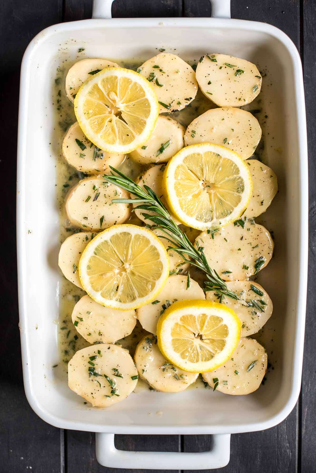 These Lemon Rosemary Melting Potatoes are an easy weeknight side dish.