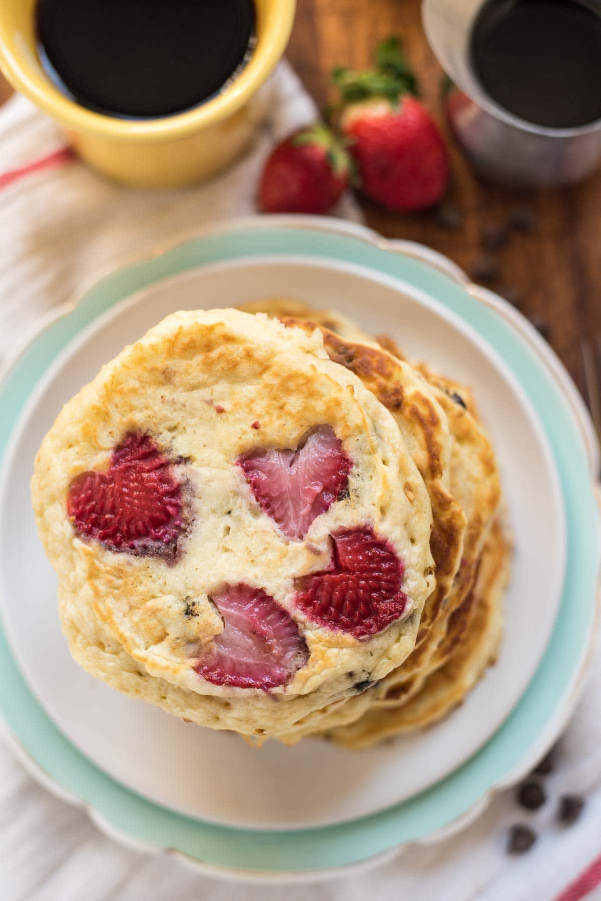 Make these Strawberry Chocolate Chip Pancakes for the one you love!