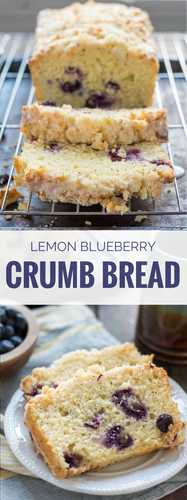Lemon Blueberry Crumb Bread is sweet, tangy, bursting with blueberries and covered in a killer sugar crumb topping!