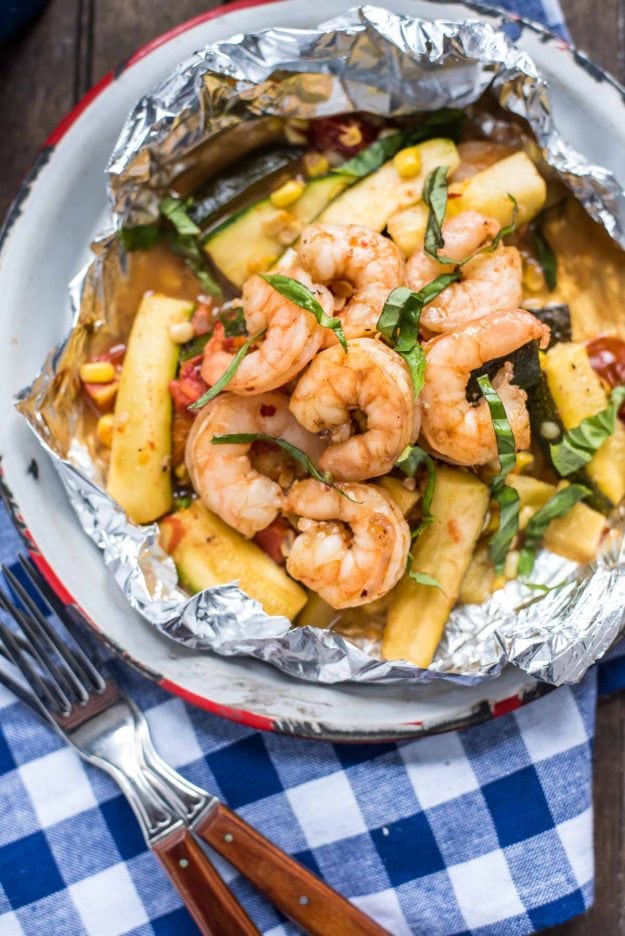Honey Garlic Shrimp and Zucchini Foil Packets | Easy Foil-Wrapped Camping Recipes For Outdoor Meals