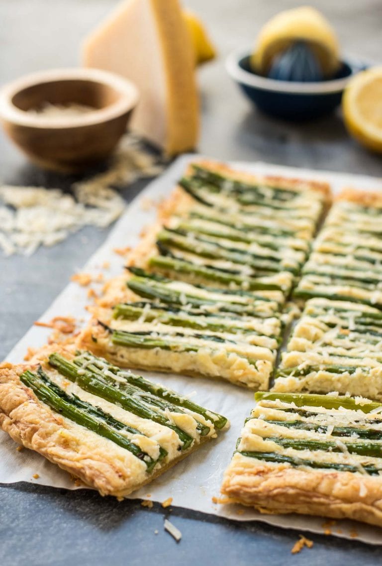 This Parmesan Asparagus Tart is the perfect appetizer for a spring brunch.
