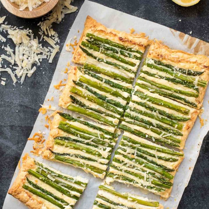 This Parmesan Asparagus Tart is a bright, easy appetizer for spring!