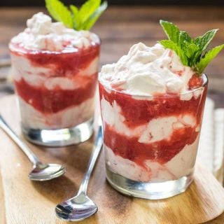 This Strawberry Rhubarb Fool is a no bake dessert that's light, airy, and perfect for summer!