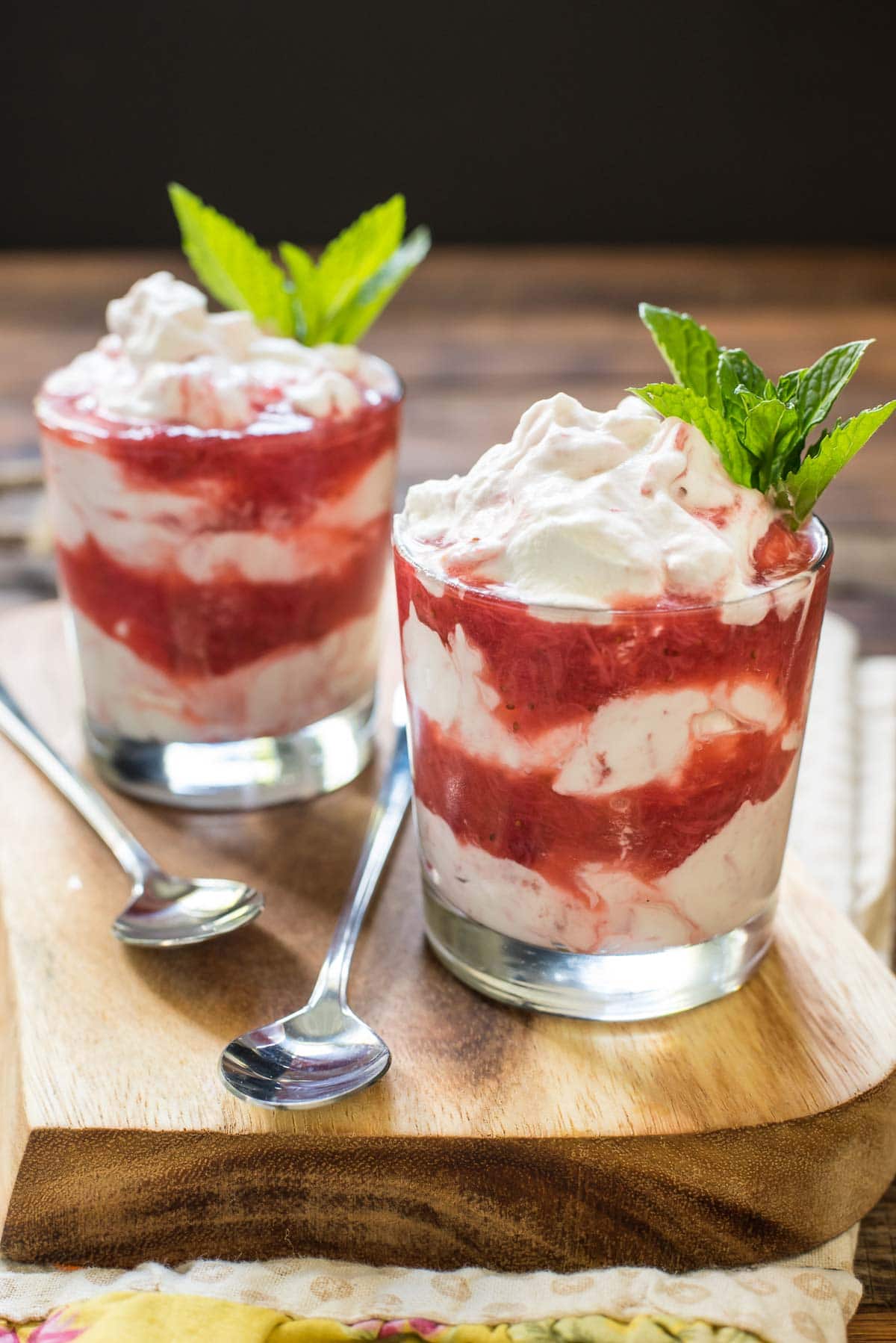 This Strawberry Rhubarb Fool is a no bake dessert that's light, airy, and perfect for summer!