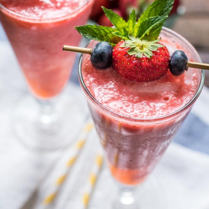 These Strawberry Coolers are flavored with a hint of vanilla and lemon for the perfect refreshing summer beverage.