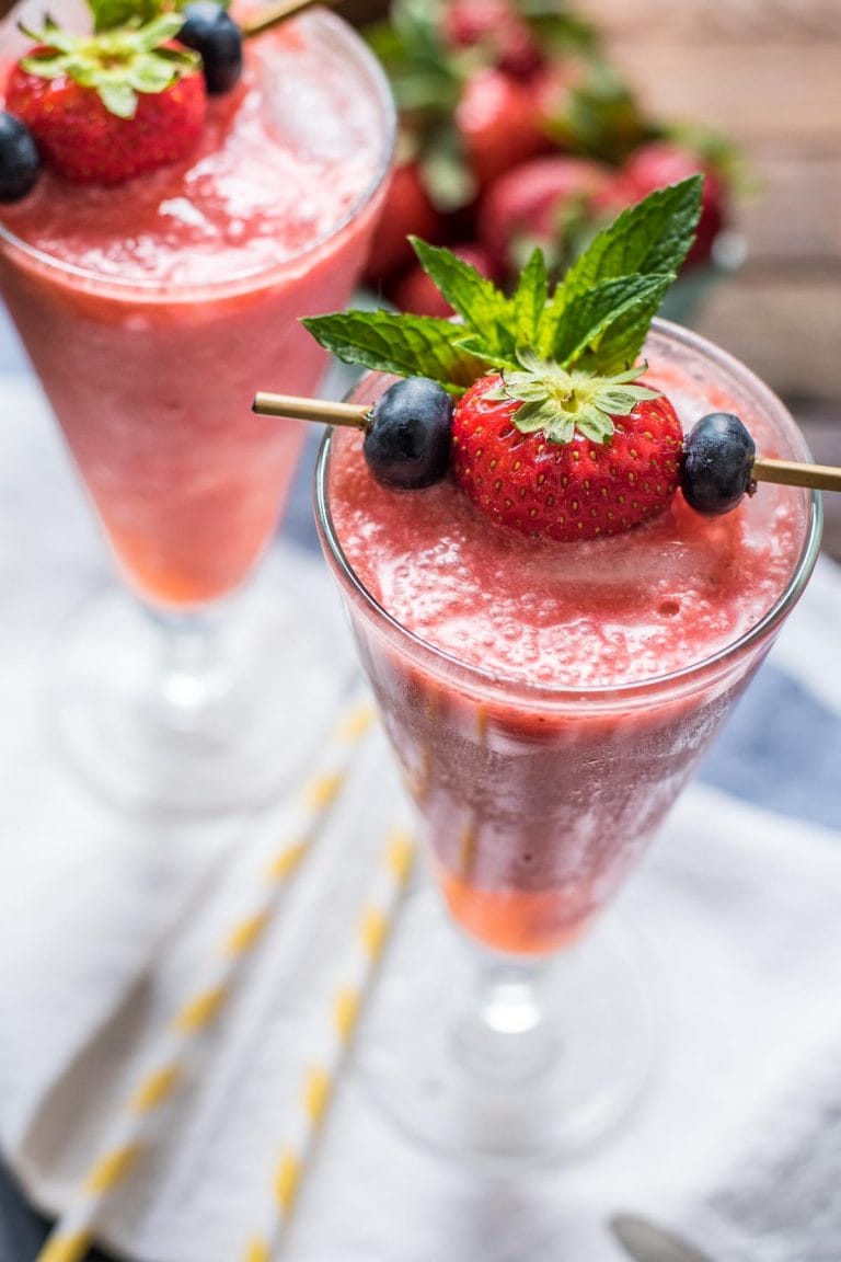 These Strawberry Coolers are flavored with a hint of vanilla and lemon for the perfect refreshing summer beverage.