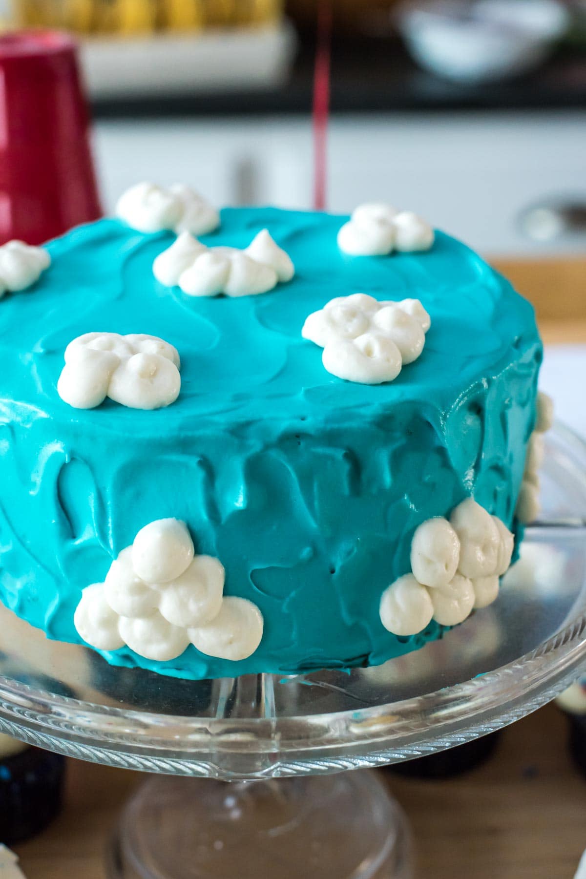 This easy cloud cake was perfect for our Airplane Themed Birthday Party!