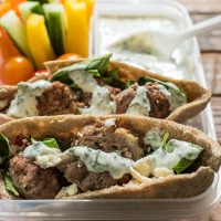 This Mediterranean Meatball Pita Sandwich is the perfect weeknight meal. The meatballs are great for freezing too!
