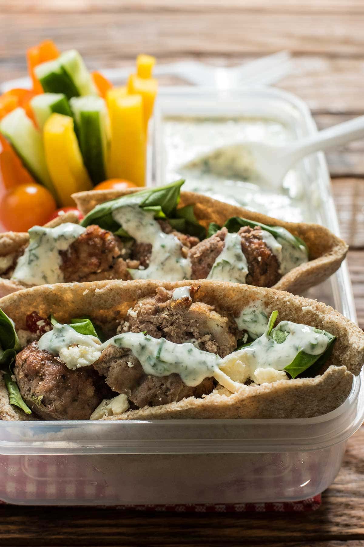 This Mediterranean Meatball Pita Sandwich is the perfect weeknight meal. The meatballs are great for freezing too!