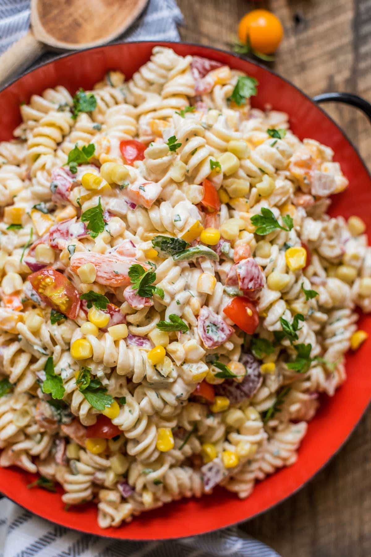 This Southwest Pasta Salad with Cilantro Ranch is full of zesty flavor and perfect for summer picnics!