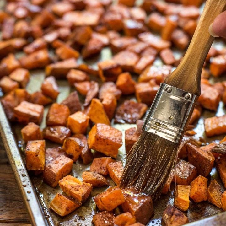 These Maple Roasted Sweet Potatoes are the easy side dish you'll want on your table all Autumn long.