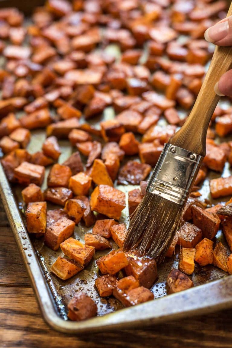 These Maple Roasted Sweet Potatoes are the easy side dish you'll want on your table all Autumn long.