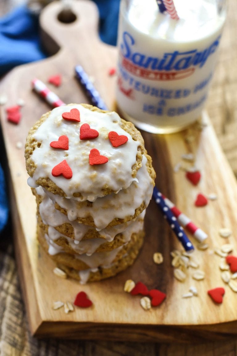 These Old Fashioned Iced Oatmeal Cookies can be dressed up for any occasion, but are perfect for a simple after school treat.