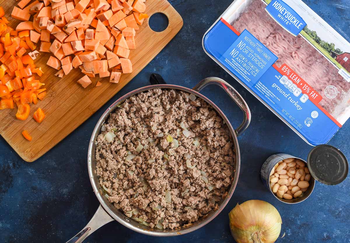 Chipotle peppers in adobo give this Sweet Potato Turkey Chili a smoky heat.