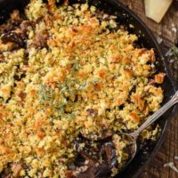 These Baked Mushrooms with Red Wine and Parmesan Breadcrumbs are the perfect side dish for the holidays or an elegant weeknight.