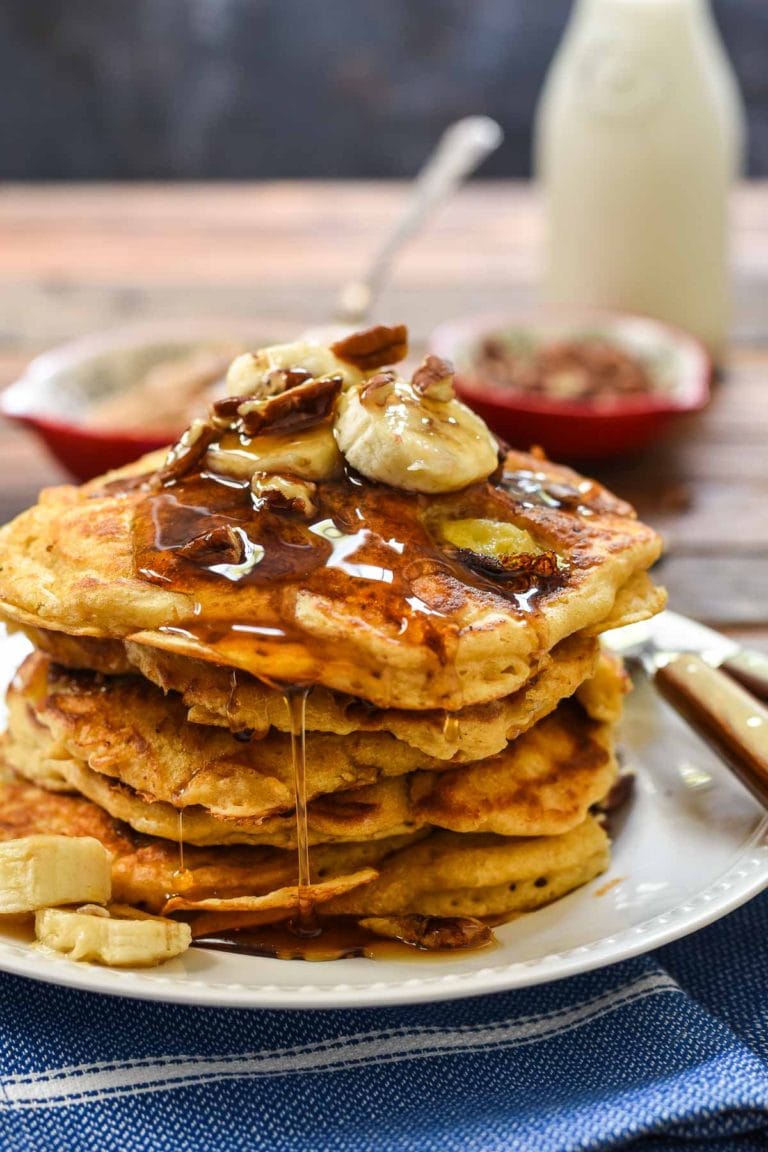 Nothing better than waking up to Banana pancakes with Toasted Pecans!