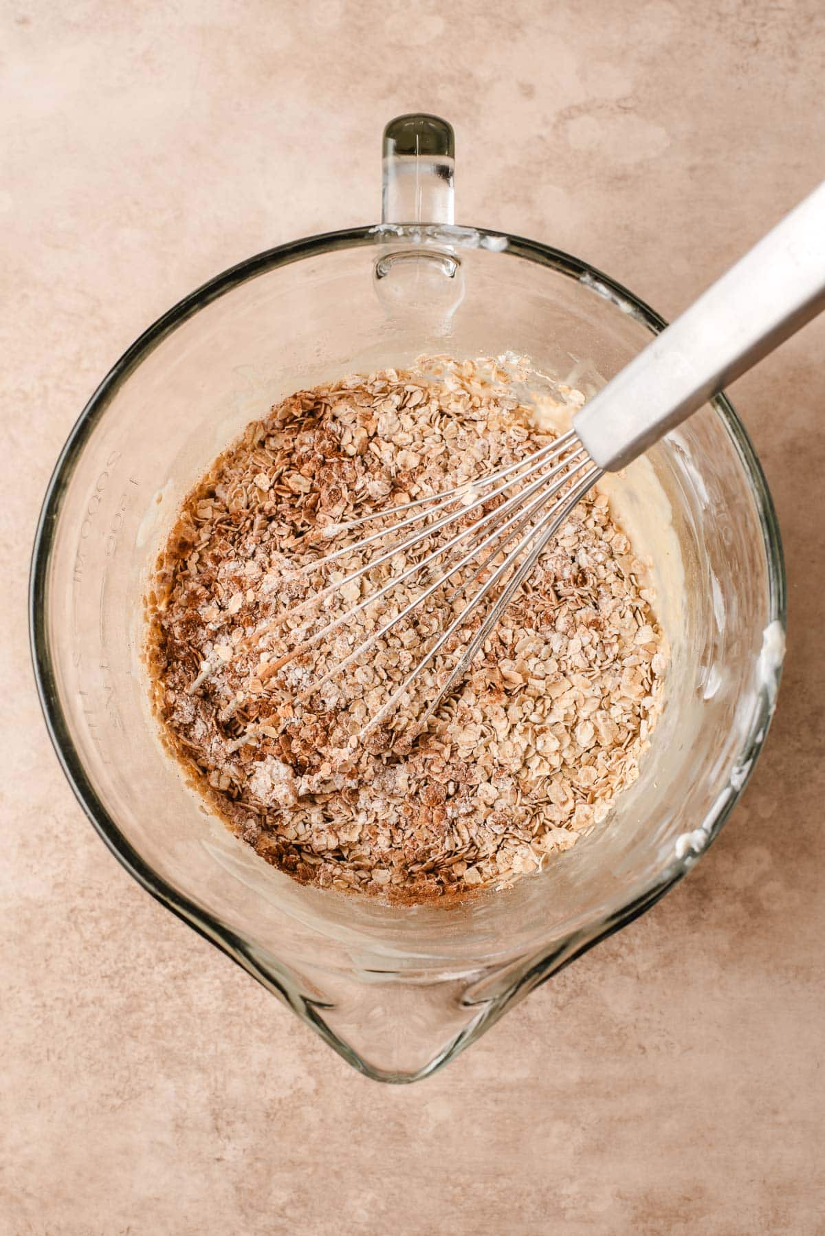 Cinnamon, baking soda, baking powder, and salt, whisked into muffin batter.