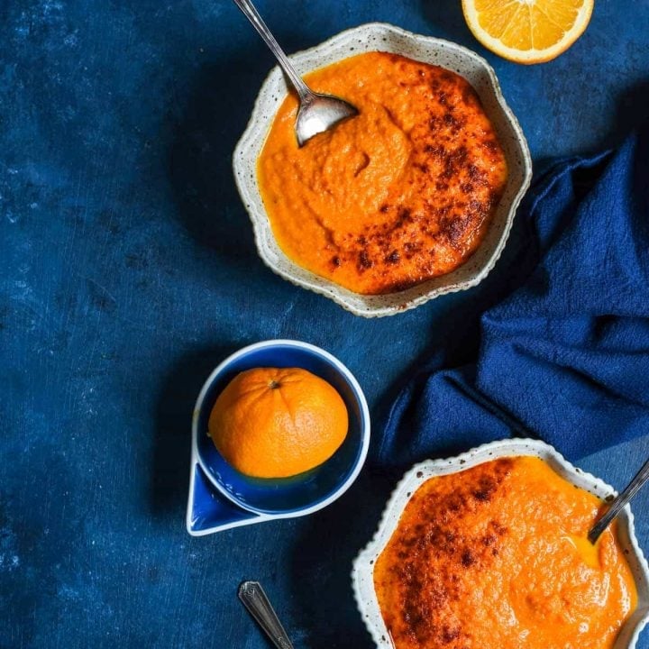This Creamy Carrot Orange Soup is bright and comforting, with just a little bit of heat. It's my new favorite side dish for a grilled cheese!