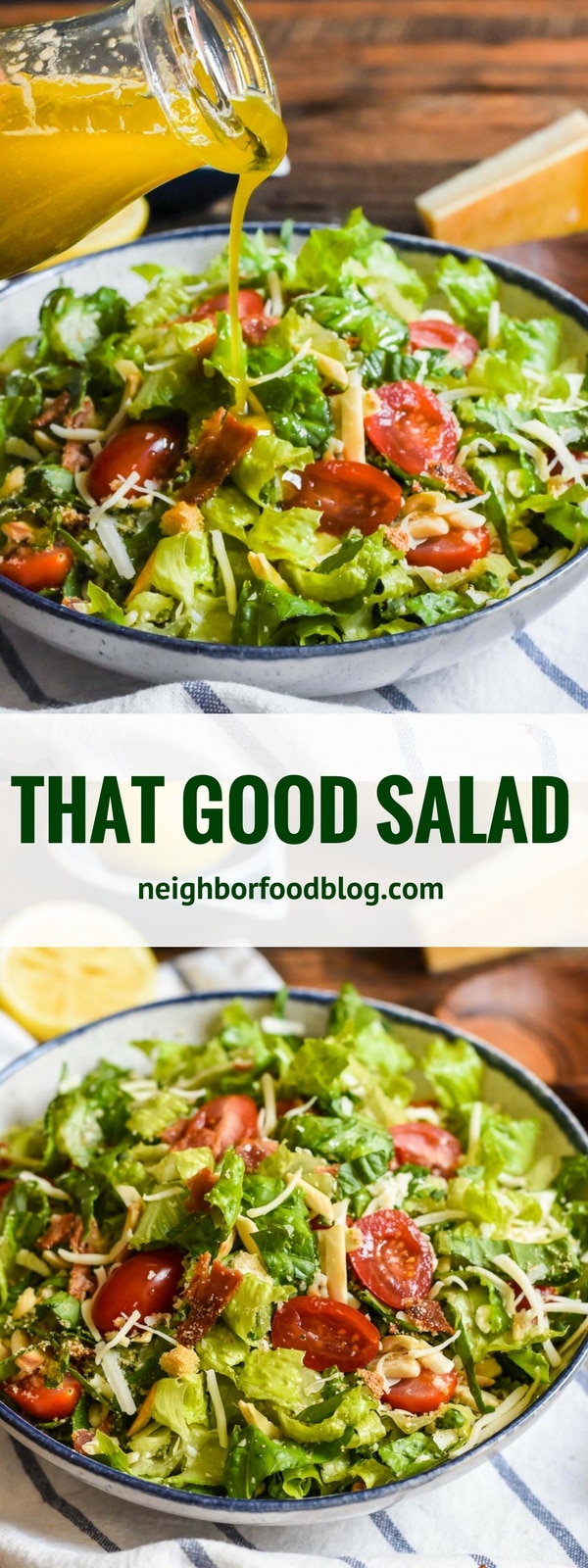 That Good Salad earned its name by being the talk of every potluck and dinner party. With bacon, Parmesan, tomatoes, and a lemon garlic dressing, it's always a hit!