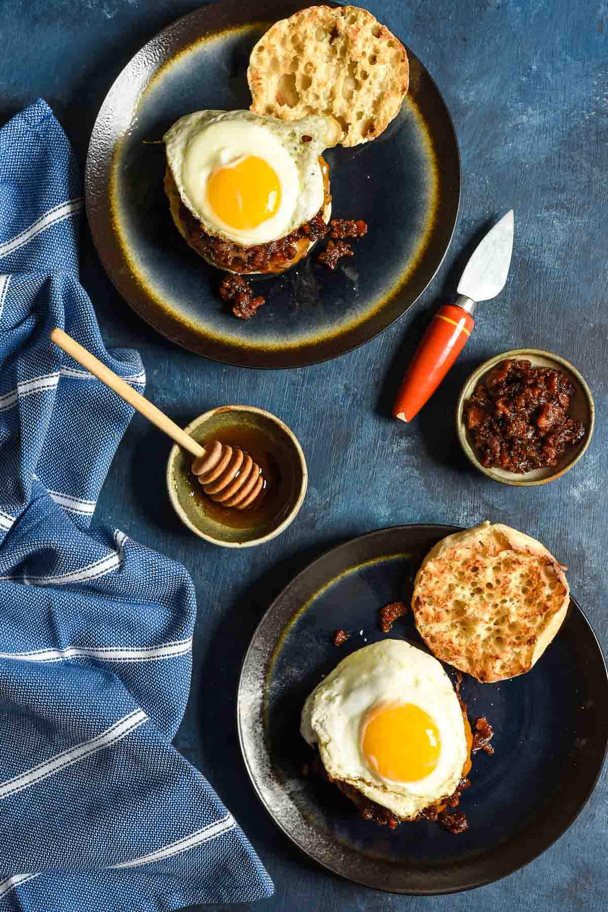 This is no ordinary Breakfast Burger! Piled high with melty cheese, a fried egg, and BOURBON BACON JAM (AH!), these will elevate your breakfast to the next level. 