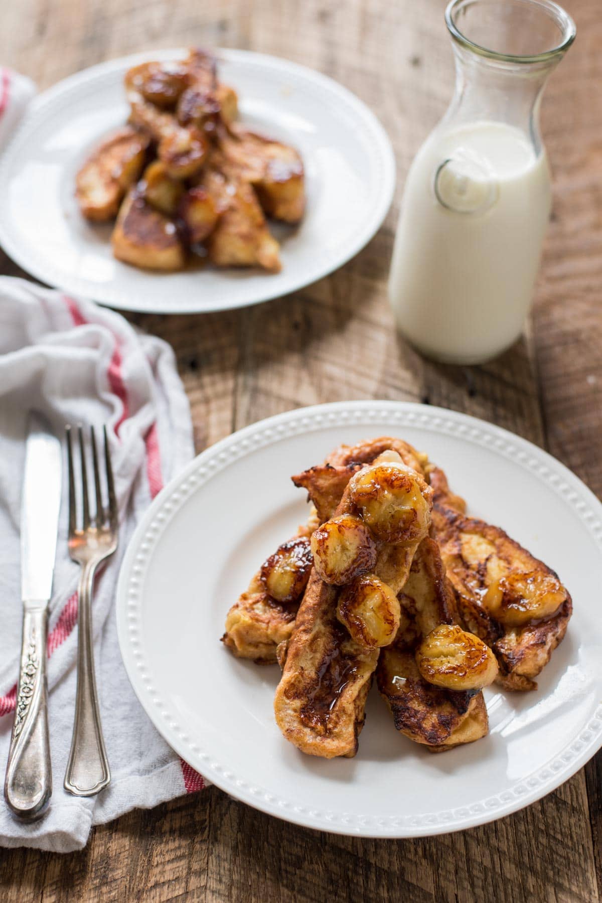 Dress up your French toast routine with these Challah French Toast Sticks with Caramelized Bananas. It's the perfect weekend breakfast!