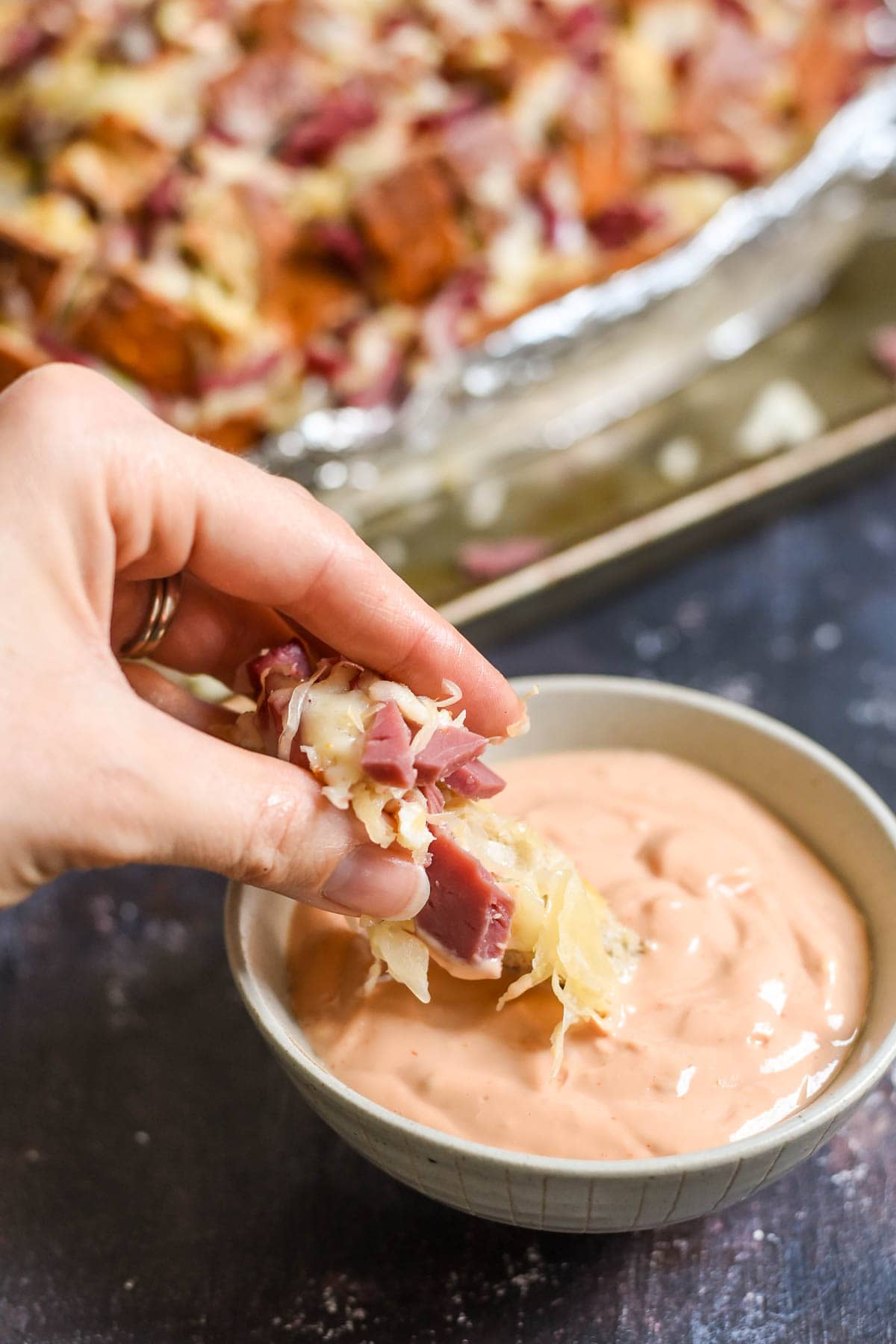 This Pull Apart Reuben Bread is a cinch to make and always a hit at parties!