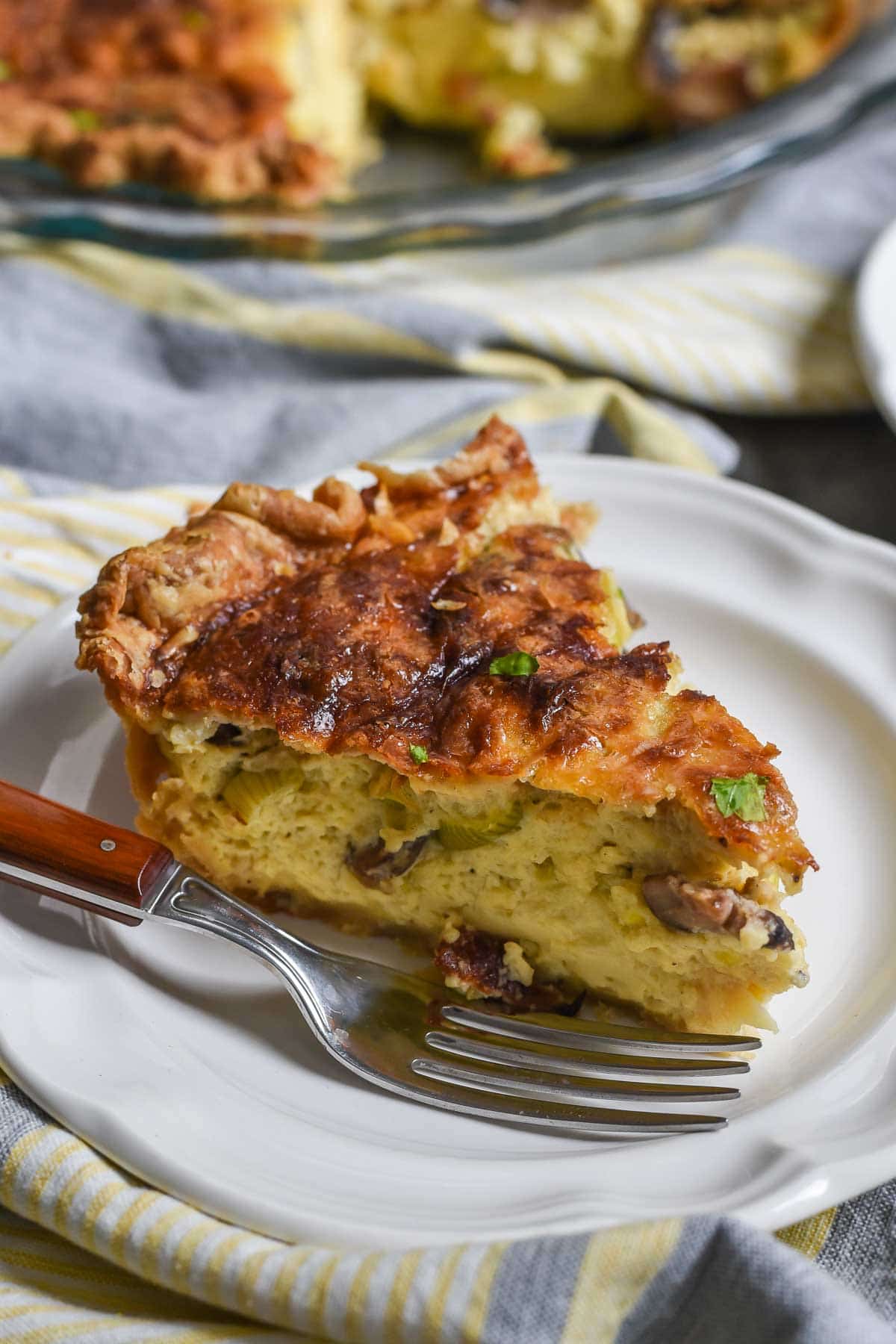 This Mushroom and Leek Quiche is rich and filling, perfect for Easter or any spring brunch!