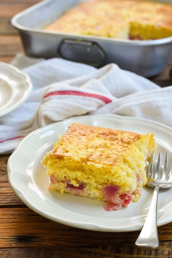 Rhubarb Custard Cake is an easy dessert that's perfect for spring!