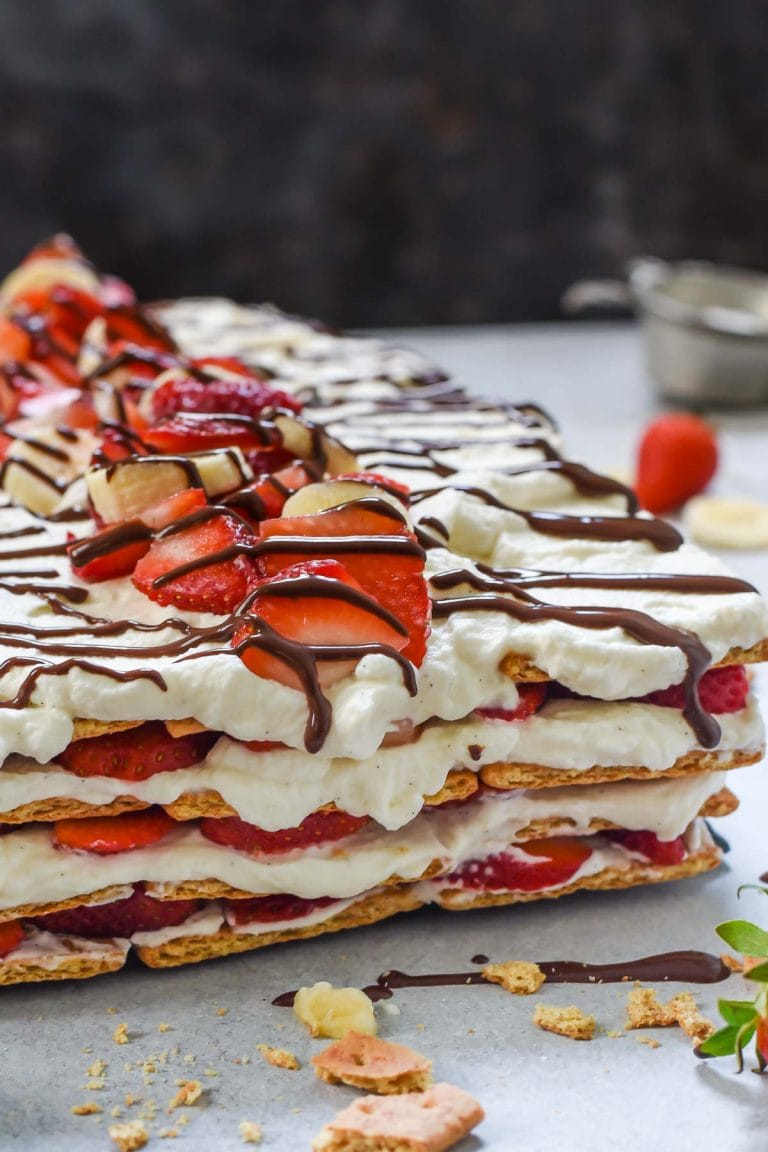 Strawberry Icebox Cakes are so easy to make, with only five ingredients and no baking! They're creamy, refreshing, and perfect for summer!