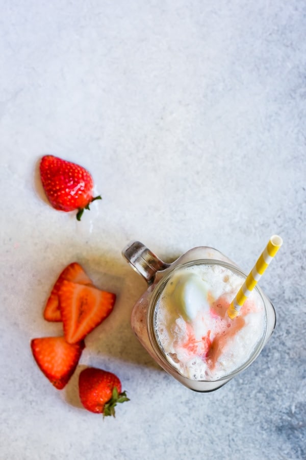 Strawberry Rhubarb Ice Cream Floats are an easy dessert perfect for any summer gathering. 