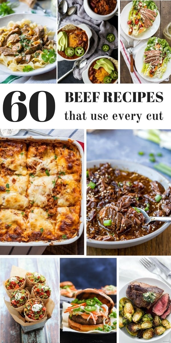Collection of images of multiple beef recipes