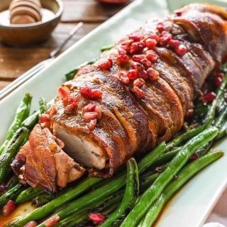 This Bacon Wrapped Pork Tenderloin is an EASY dish that comes together in under an hour!