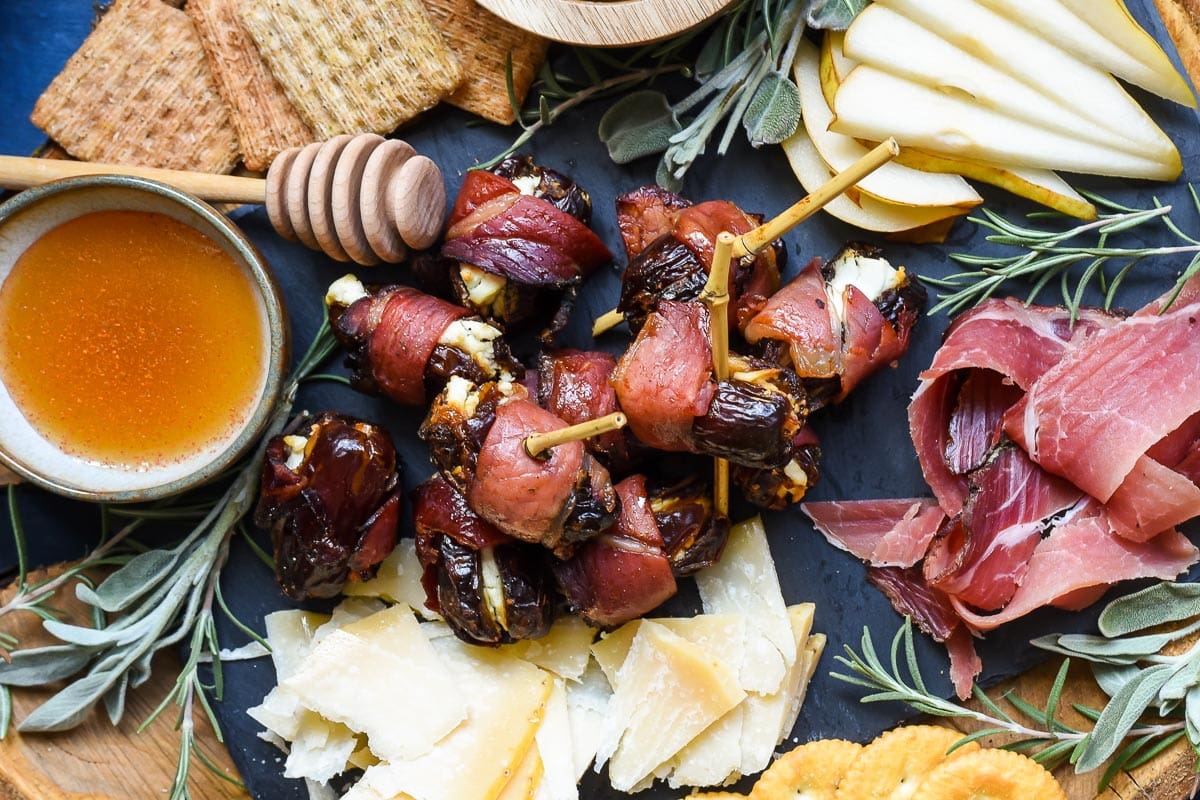 These sweet and savory Speck Wrapped Dates are the perfect holiday appetizer!