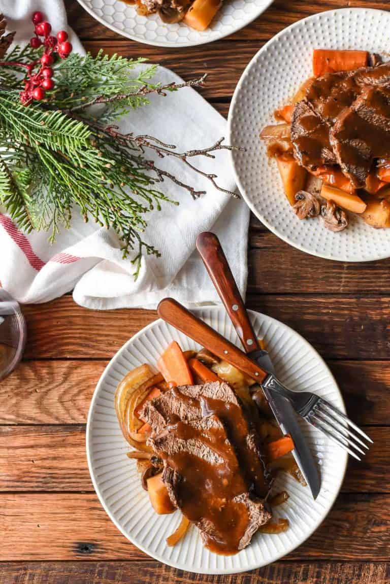 This Slow Cooker Balsamic Roast with mushrooms, carrots, and onions, is a simple and beautiful meal for any occasion.
