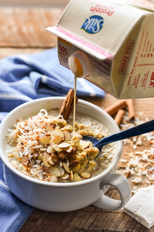 These gluten free and dairy free Chai Quinoa Breakfast Bowls are a warm and comforting option for cold winter mornings.