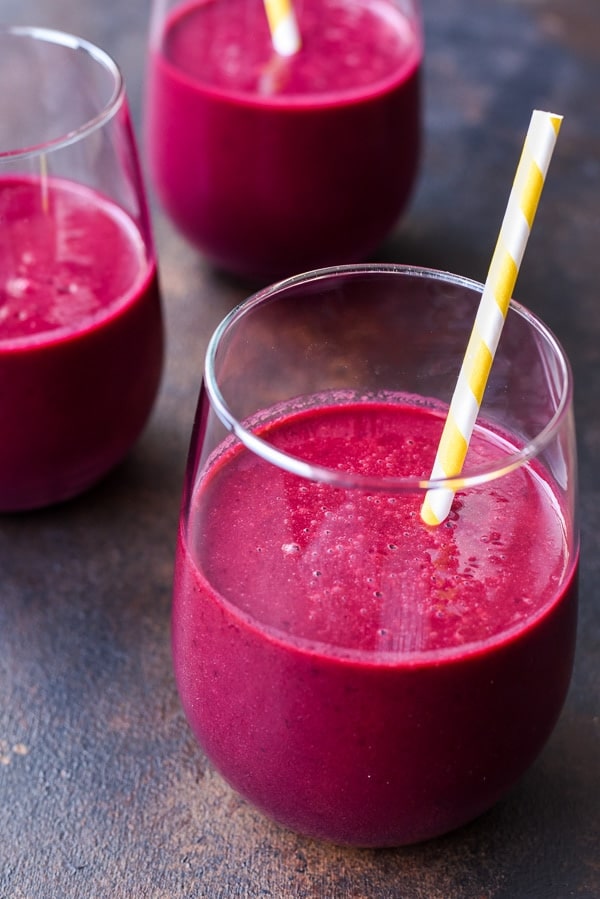 These Cherry Beet Smoothies are packed with greens and taste amazing!