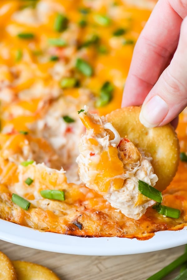 This Hot Crab Dip recipe is creamy, cheesy, and loaded with hunks of crab meat!