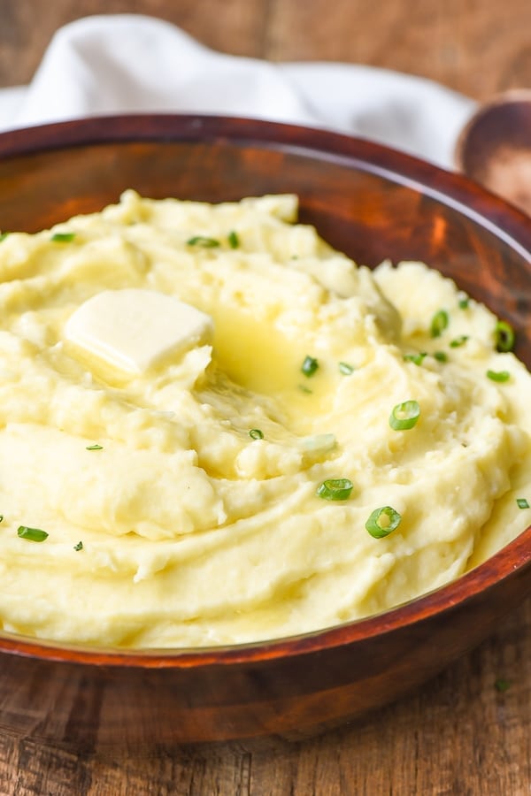 Mashed potatoes with melted butter on top
