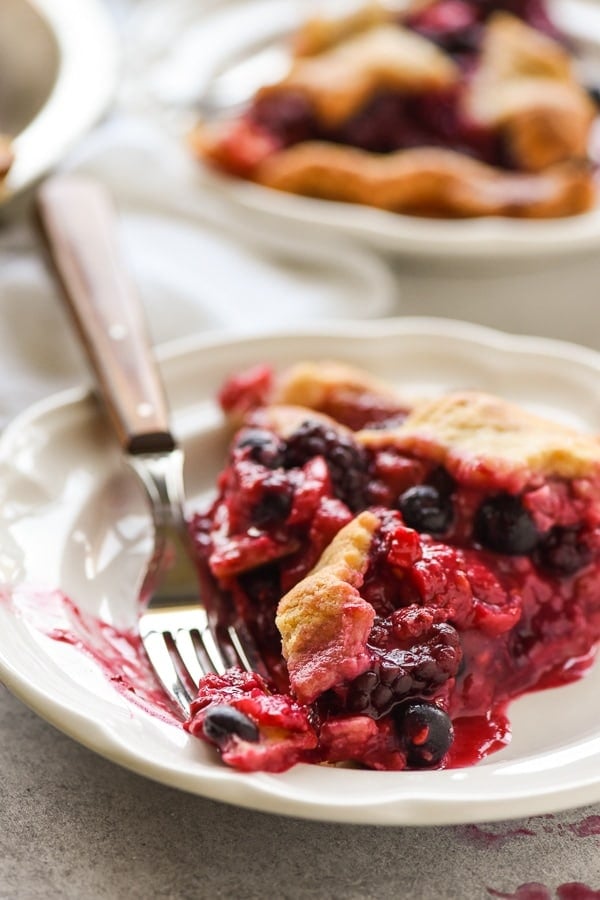 Bumbleberry Pie slice with fork