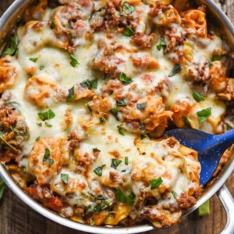Cheesy One Pot Tortellini and Sausage