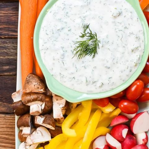 Vegetable Platter with Herbed Greek Yogurt Dip