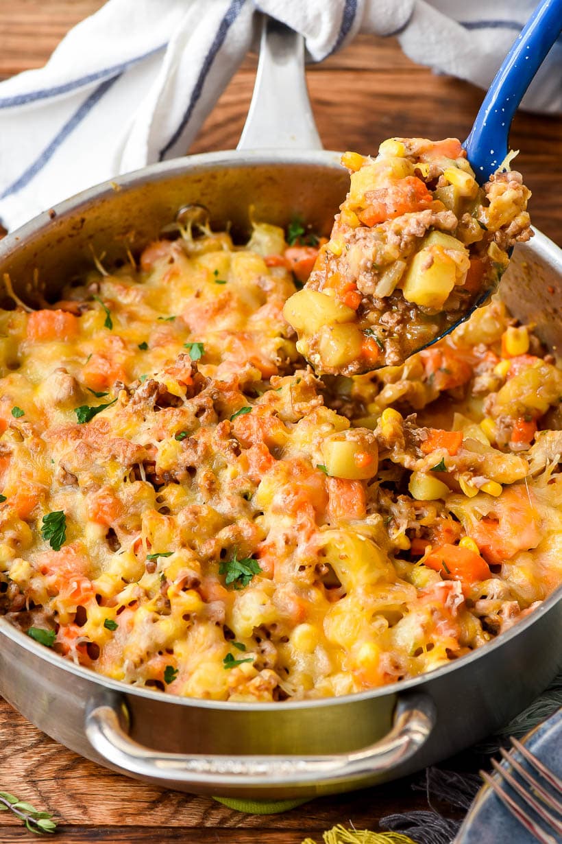 Spoonful of Ground Beef and Potatoes Skillet