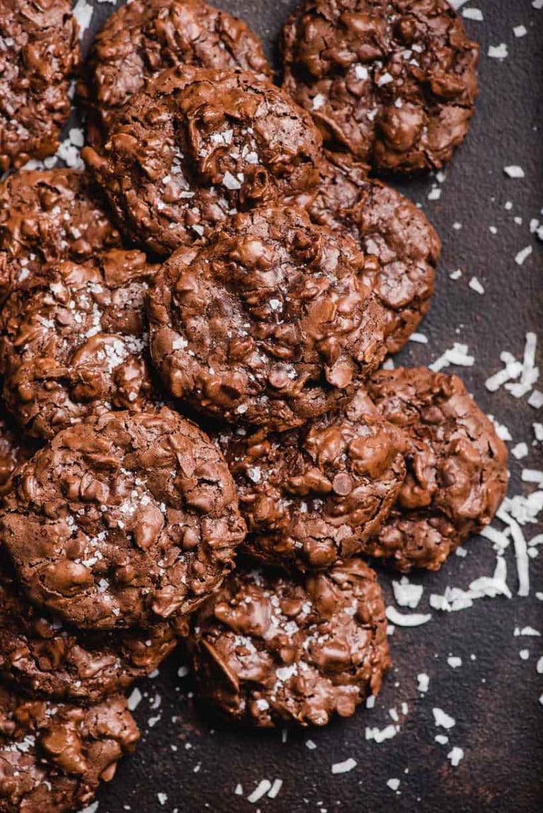 almond joy cookies with flaked sea salt