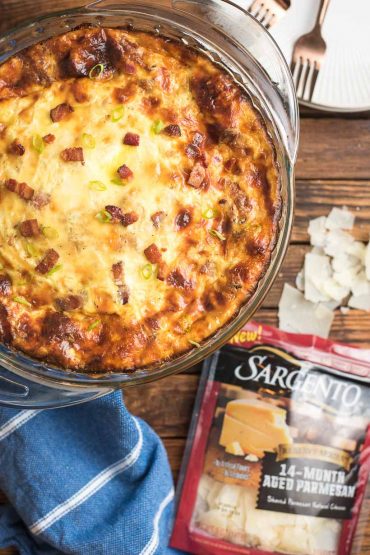 Crustless Quiche Lorraine with Parmesan cheese shavings